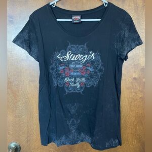 Harley Davidson Sturgis Black Hills Rally 2011 Women’s Black Cotton T shirt Lg
